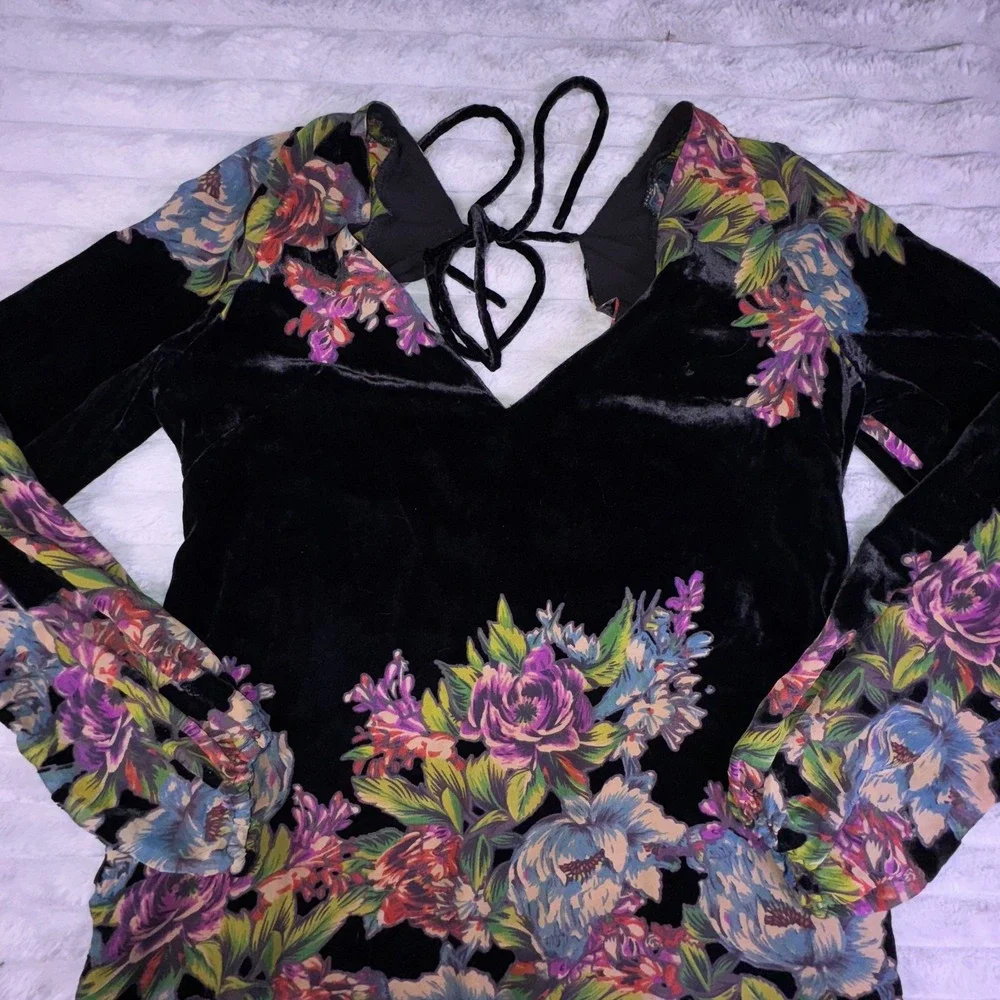 Free People Dress‎ Womens Small Misha Velvet Burnout Mini Witchy Whimsigoth